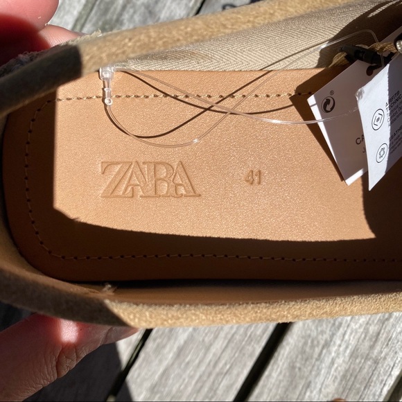 🍂 ZARA TAN SUEDE LEATHER STITCHED MOCCASINS! - Picture 9 of 16